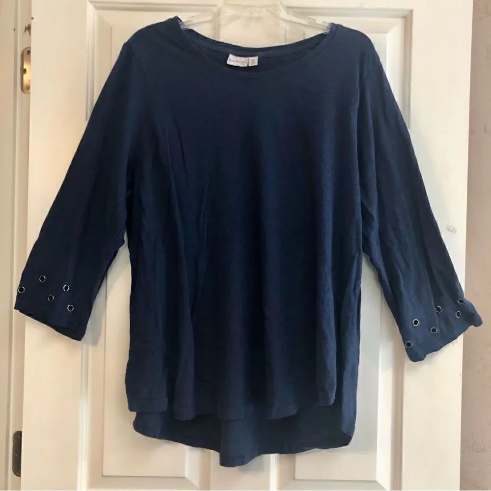 Kim Rodgers Curvy Women’s Blue Shirt with Three-Quarter Sleeves in size 3X
